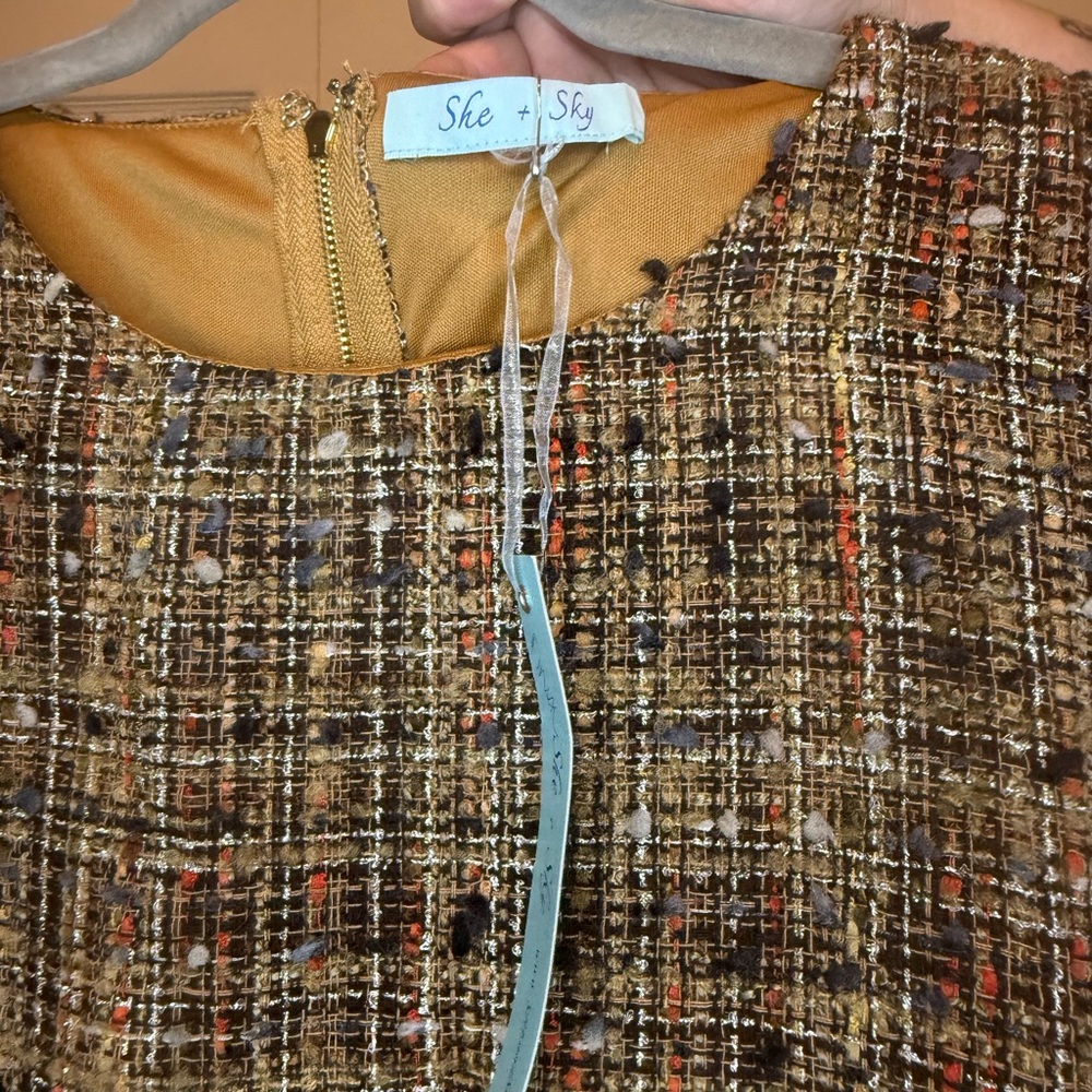 She + Sky Multicolor Tweed Dress  NWT - M - Picture 3 of 5